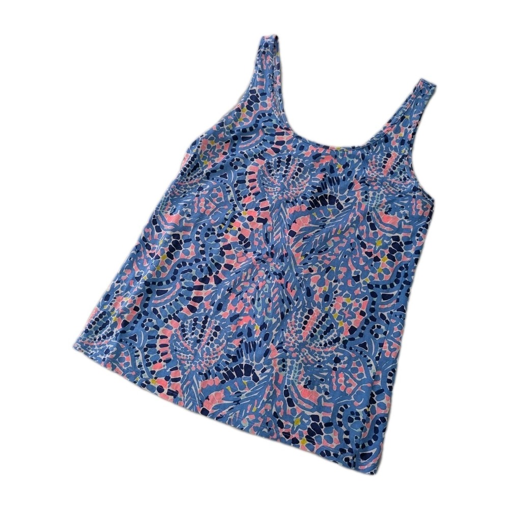 Lilly Pulitzer Kinsey Tank Top Sleeveless Multi Tic Tac Tile‎ Allover Size XS